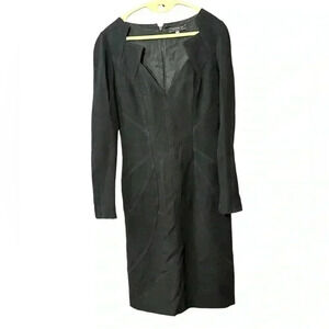 Andrew GN Luxury Fitted Black Long Sleeve Dress Size 40